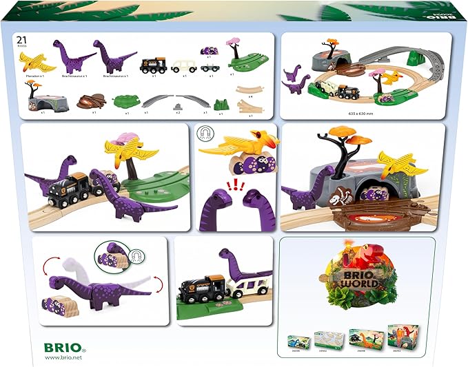 BRIO World – 36094 Dinosaur Adventure Set | Deluxe Toy Train Set for Kids Aged 3 Years Up | Includes Playful Dinosaurs & Scenic Pieces | Compatible with BRIO Train Sets