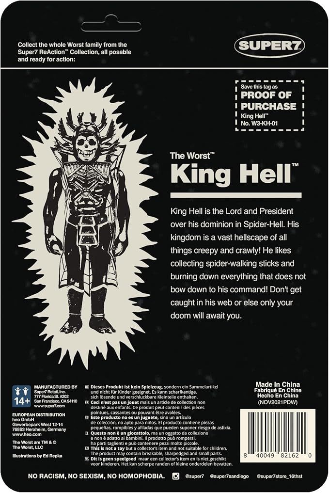 Super7 The Worst King Hell (Monster Glow) - 3.75" The Worst Action Figure with Accessory Collectibles and Retro Toys