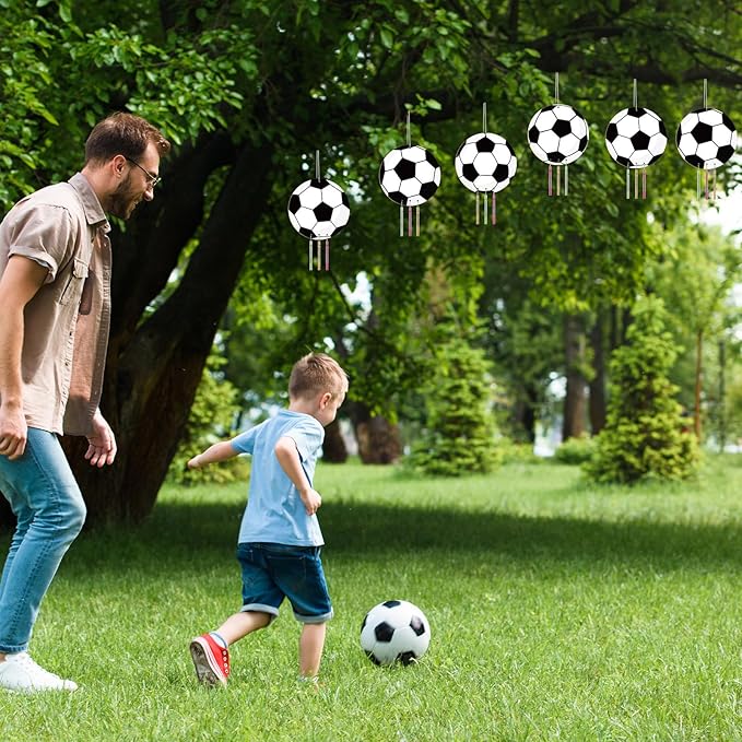 gisgfim 16 Pack Soccer Wind Chime Crafts Kits for Kids Make Your Own Soccer Wind Chime Wooden DIY Arts and Crafts Decoration for Birthday Party School Classroom Decorations Supplies Birthday Favors
