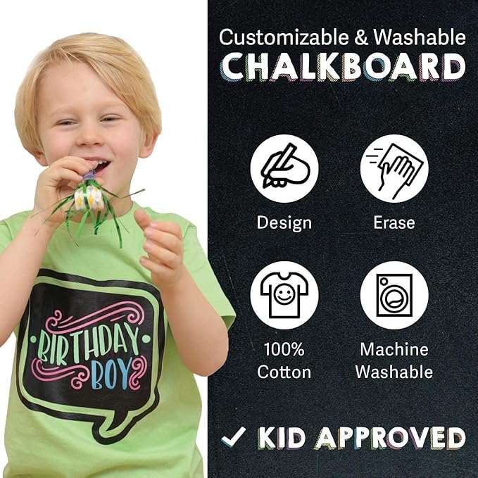 Speech Bubble Chalkboard T-Shirt Kit for Kids, Green (Large)