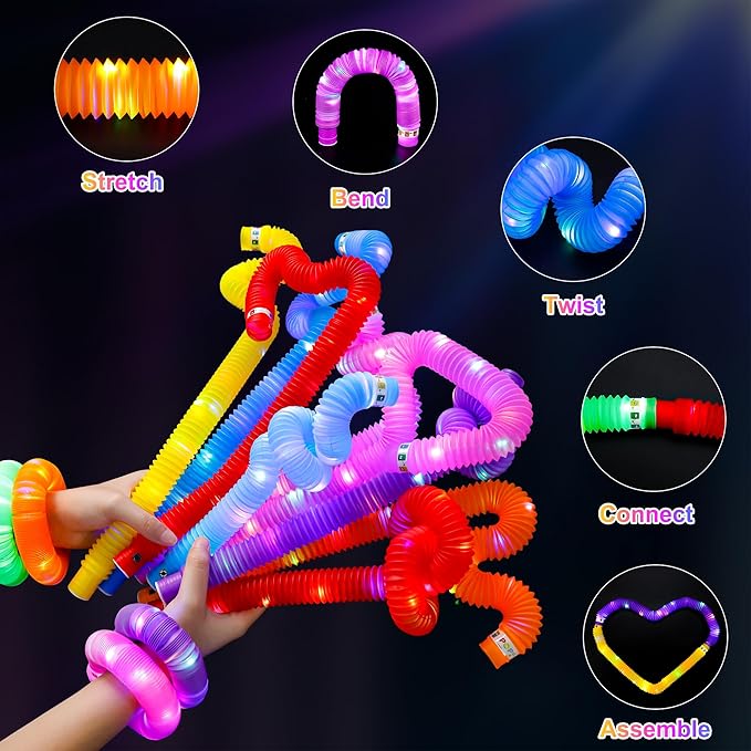 15 PCS Glow Sticks, Glow in The Dark Party Supplies, Bulk Light Up Party Favors, Glow Bracelets Necklaces, Neon Party Decorations,Valentine's Day Birthday Wedding Camping Fun