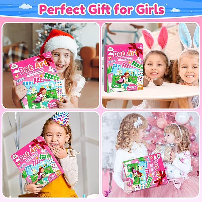 ZMLM Dot Art Craft Kit Activity, Dot Stickers for Toddlers No Mess Art and Craft Kit for Kids Ages 4-8, Small Easter Basket Stuffers DIY Crafts Birthday Valentines Day Gifts Classroom Travel Toys