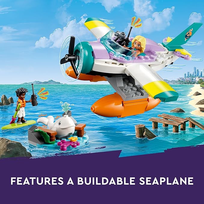 LEGO Friends Sea Rescue Plane 41752 Building Toy, Creative Fun for Girls and Boys Ages 6+, Includes 2 Mini-Dolls and a White Whale Plus Lots of Accessories, A Fun Gift for Kids Who Love Sea Life