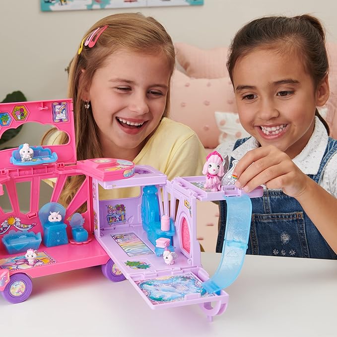 Hatchimals CollEGGtibles, Transforming Rainbow-Cation Camper Toy Car with 6 Exclusive Characters, 10 Accessories, Kids Toys for Girls Ages 5 and up