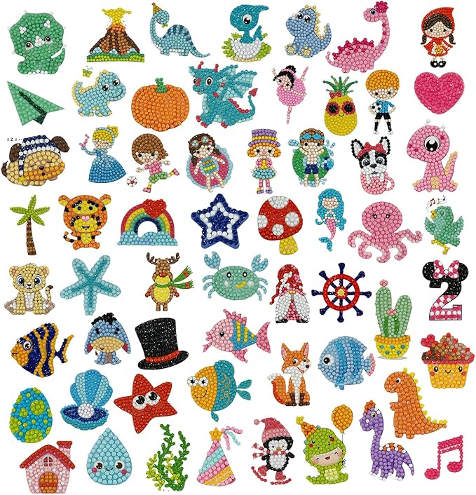 sinceroduct 84Pcs Diamond Stickers Kits for Kids, Mosaic Sticker Art Kits, DIY 5D Gem Sticker Gem Art and Craft Kits for Girls Boys Kids and Adult Beginner