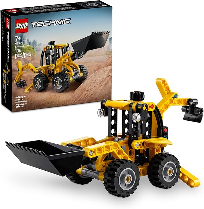 LEGO Technic Backhoe Loader Construction Toy - Building Toy Set for Boys and Girls, Ages 7+ - Educational Gift Idea for Kids Birthday with Usable Back Digger, Scoop, & Outriggers - 42197