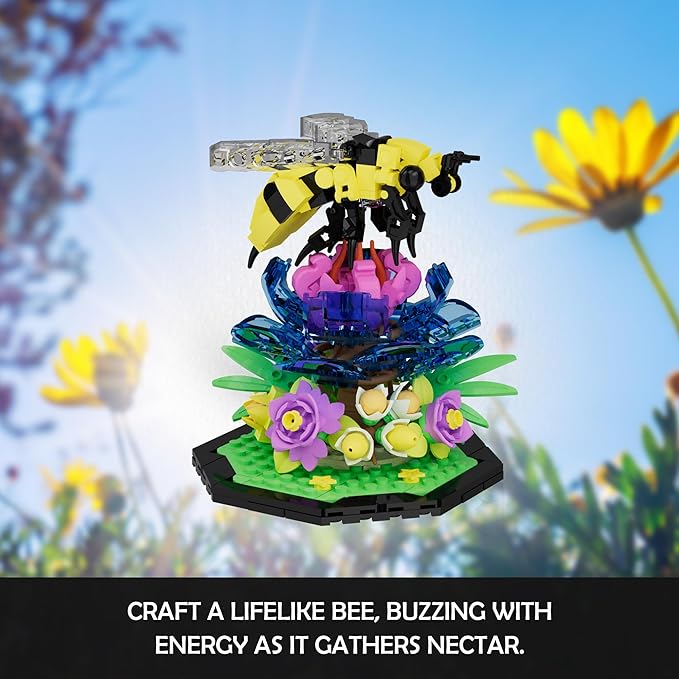 Ideas Insect Collection Building Set, with Life-Size Lotus Dragonfly Butterfly Bee Flowers Display Models, Bug Building Toys Home Decor for Adults Boys Girls Nature Lovers 6+