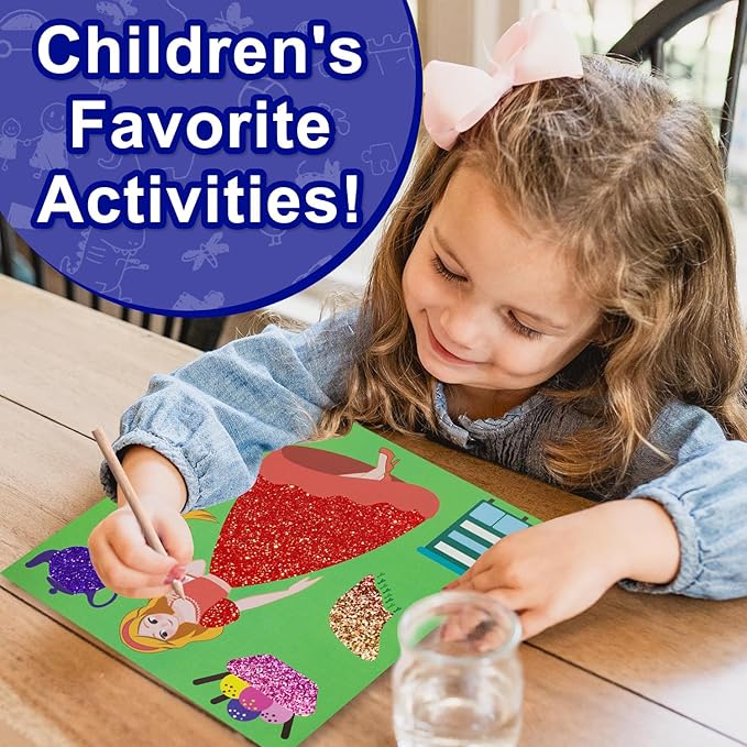 NAYODEUS Art Craft Activity for Kids: Fun Foil Princess & DIY Toy Kit, No Mess Creative Travel Supply Set, Idea Birthday Christmas Valentine Gift for Girl Boy Children.