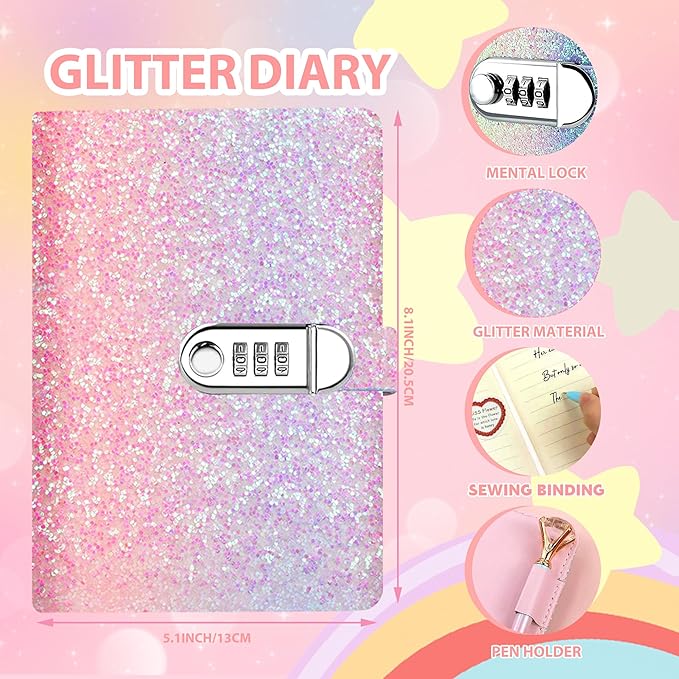 DIY Journal Kit for Girls,Diary for Girls with Lock,DIY Journal Set for Tween & Teen Girls, Stationery Set, Diary Supplies Set, Journaling Art Crafts Kit, Ideal Gifts for Girl