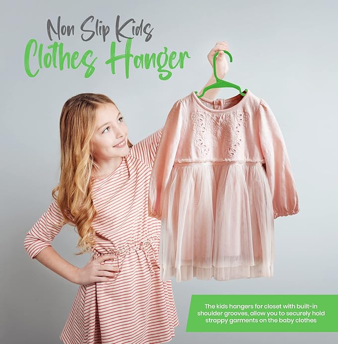Utopia Home 60 Pack Kids Hangers - 11.5 Inch Plastic Baby Hangers for Closet - Childrens Hanger for Clothes & Infant Hanger for Closet - Ideal for Everyday Standard Use (Green)
