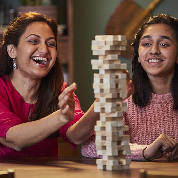 Hasbro Gaming Jenga Wooden Blocks Stacking Tumbling Tower Game | Party Games for Kids & Families | Easter Basket Stuffers | Ages 6+ (Amazon Exclusive)