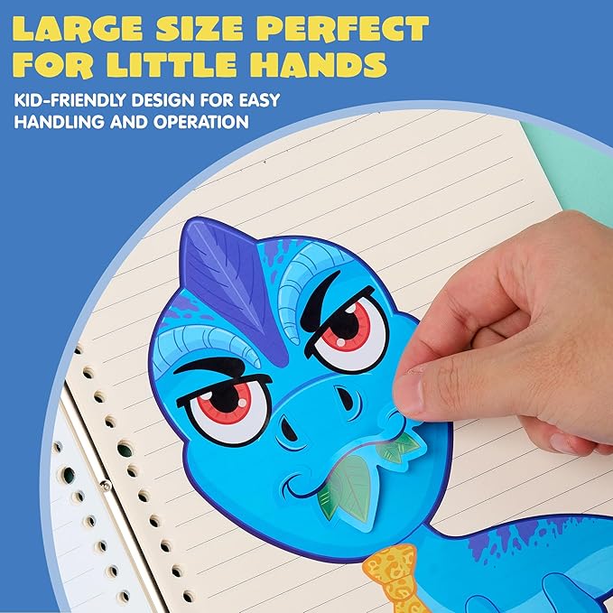 JOYIN 24PCS 9"x6" Make a face Stickers for Kids, Make Your Own Dinosaur Stickers, Animal Party Favors Kids Crafts, Goodie Bags Stuffers, Classroom Rewards