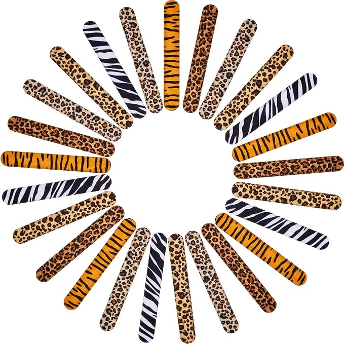 25 Pieces Animal Print Wristband Wild Animal Slap Bracelets Assorted Safari Print Slap Bracelet Deer Leopard Tiger Slap Bracelet for Kids Boys Girls Animal Themed Birthday Party Favors
