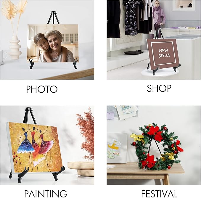 ARTIFY 14'' Tabletop Instant Display Easel, Black Steel Table Top Easels for Display, Tripod for Canvas, Paintings, Signs, Posters