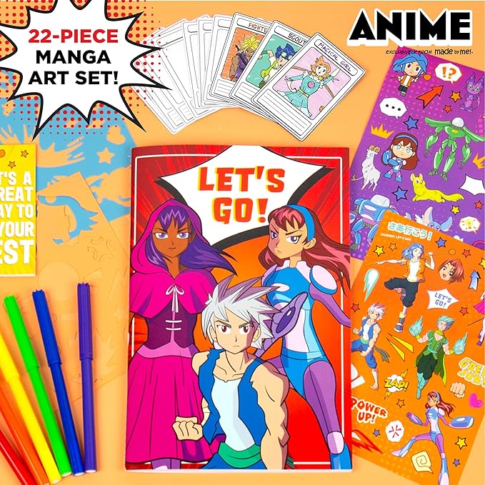Made By Me Anime Color & Design Artist Set, 22-Piece Art Set, How to Draw Anime, Create Your Own Comics, Make Your Own Manga & Anime Sketchbook, Gifts for Anime Enthusiasts, Arts & Crafts for Kids 6+