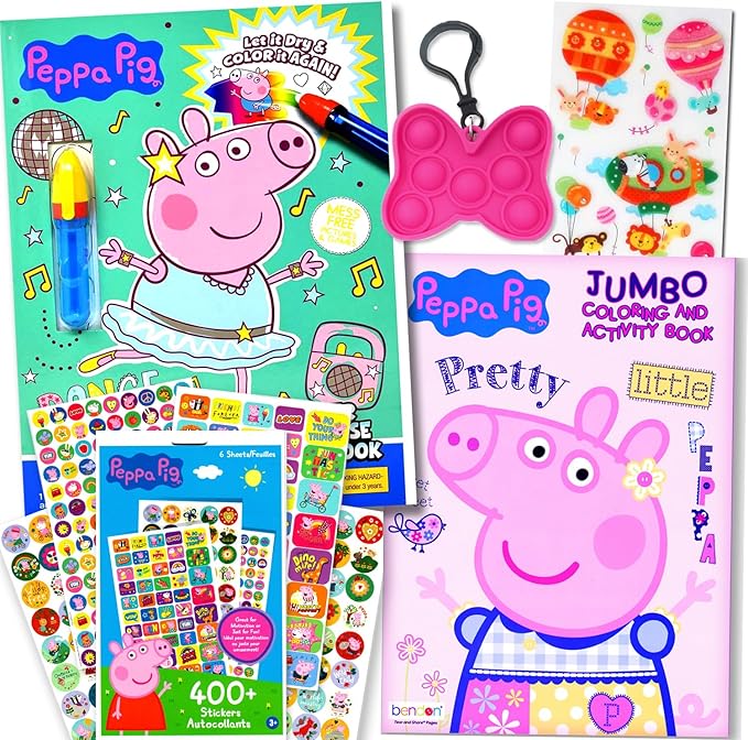 Peppa Pig Coloring and Activity Book Super Set for Kids - Bundle with Coloring Book, Sticker Activity Pack and More