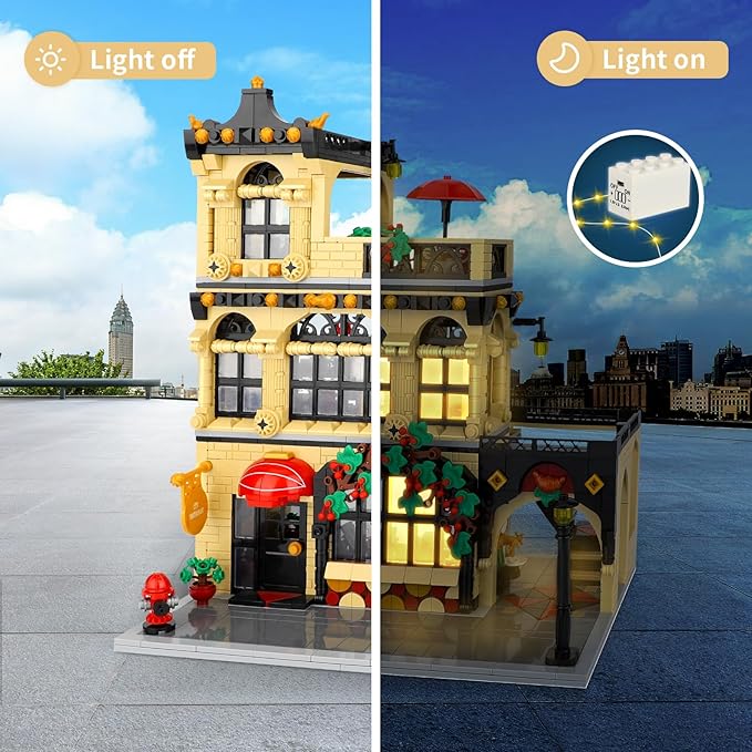 City Restaurant Building Block Set- Compatible with Lego City Buildings House, Creator House Experts Assembly Square Building Sets for Adult (1489 pcs)