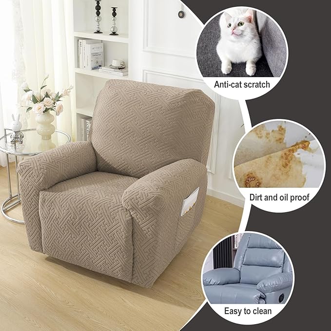 NORTHERN BROTHERS Recliner Chair Covers, Lazy Boy Recliner Covers, Stretchy Cover for Recliner Chairs, Khaki