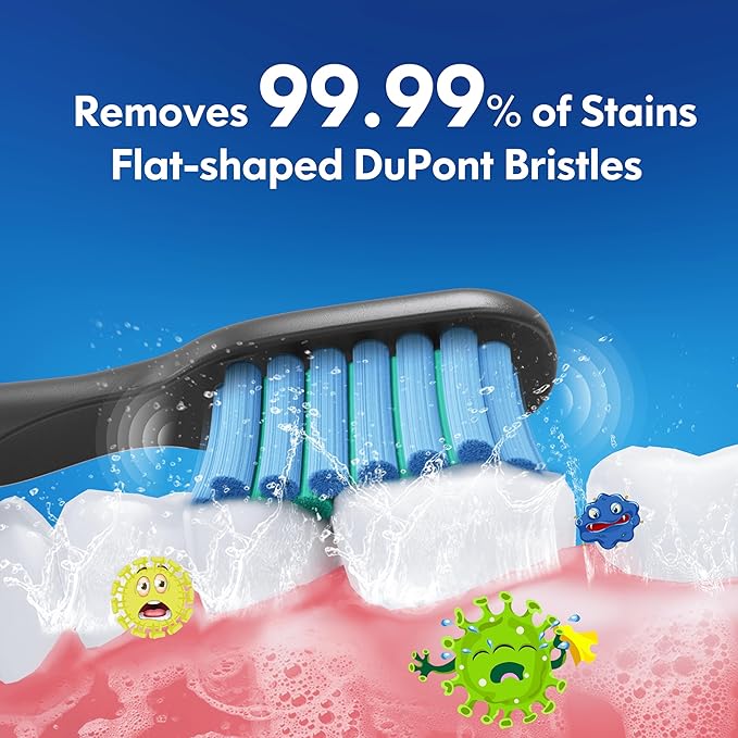 Kids Electric Toothbrush Rechargeable Age 3-5-6-12-18 Year Old, Sonic Toothbrush Kids with Timer 3 Modes 4 Vibrating Heads Habit Stickers Tooth Brush for Girls Boys and Childrens (Astronaut Black)