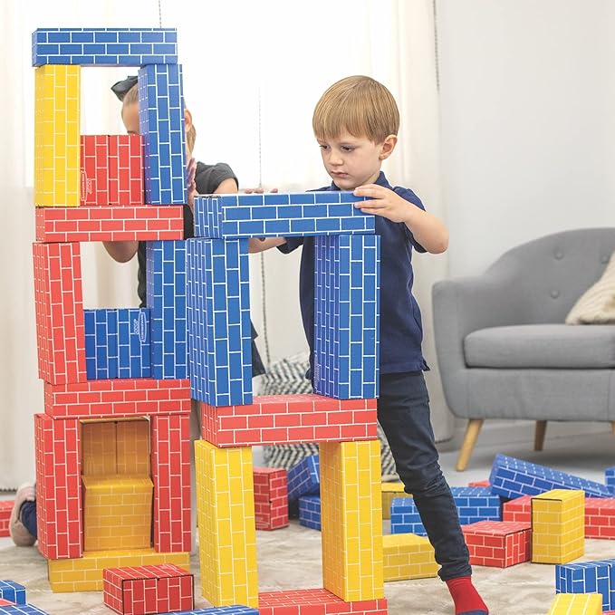 Bankers Box at Play Cardboard Building Blocks, 20 Pack, Large and Medium Montessori Toy Blocks for Kids and Families
