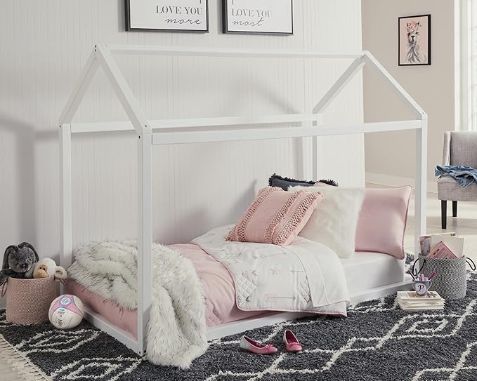 Signature Design by Ashley Flannibrook Contemporary House Bed Frame, Twin, White