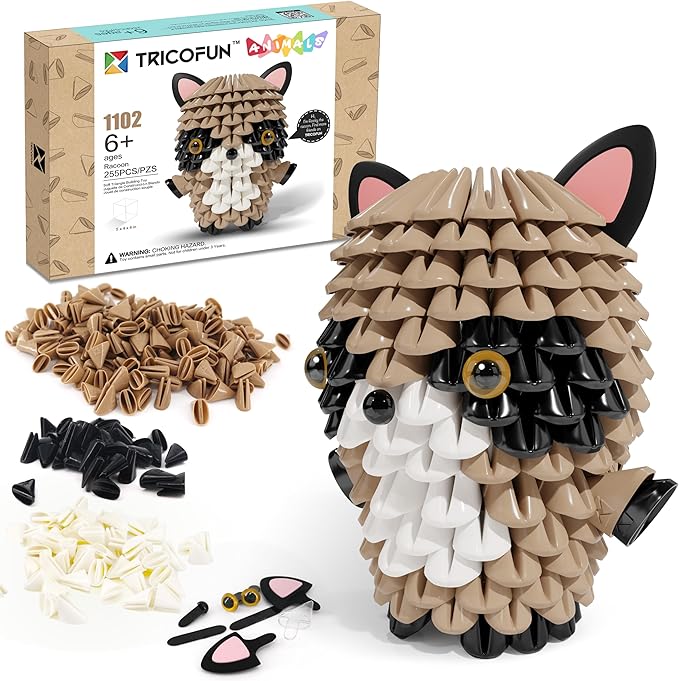 Creative Soft Building Blocks, Cute Animal kit Assembling Building Toys Gifts for Kids and 6+ Interactive Building Toy for Kids, Boys, and Girls (1102-RACOON)