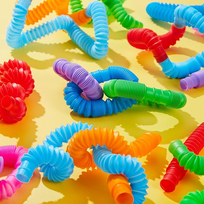 JOYIN 36 Pack Pop Tubes Sensory Toys (Large), Fidget Tubes Party Favors - 9 Colors, Connectable and Extendable for Stress Relief - Perfect for Party, Classroom Exchange, School Reward