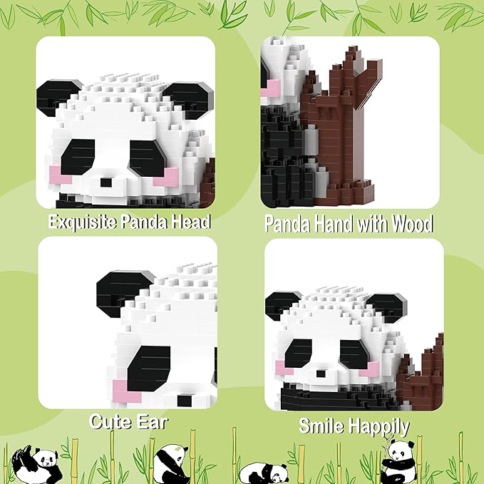 Mini Building Blocks- Hug Tree Panda, Party Favors- Micro Blocks Panda Toy for Kids 6 7 8 9 10+, Mini Blocks Building Sets for Adults, Easter/Birthday for Boys and Girls(536PCS)