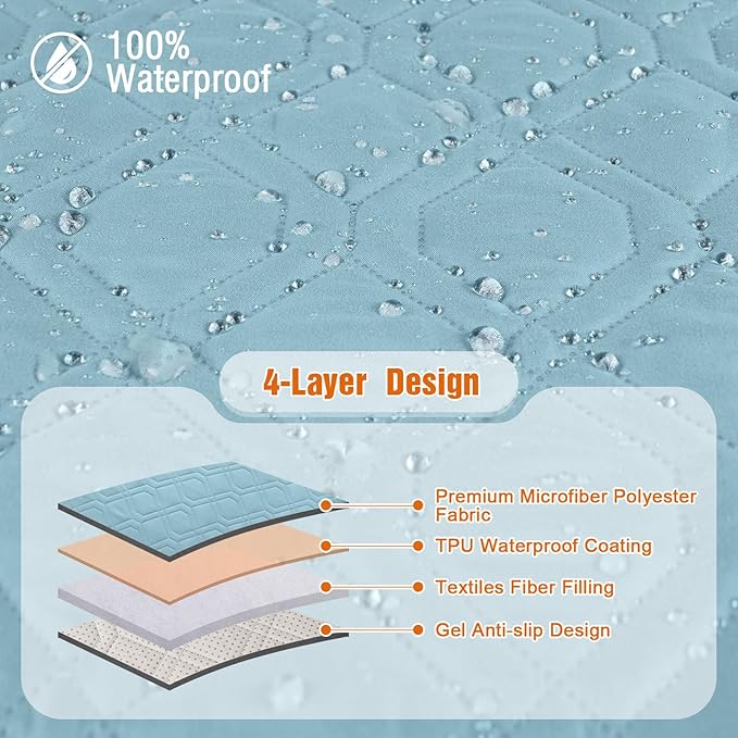 VANSOFY Loveseat Recliner Cover with Console 100% Waterproof Sofa Slipcovers Non-Slip Reclining Couch Cover Split Sofa Covers Furniture Protector for Pets, Dogs(Azuree)