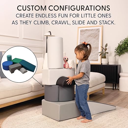 FDP Playtime and Climb Soft Play Set - 6-Piece Baby Climbing Blocks and Indoor Play Gym - Soft Play Climbing for Toddlers and Infants 10m+ (Contemporary)