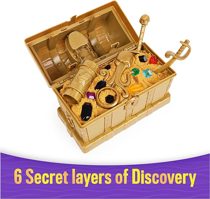 Kinetic Sand, Treasure Hunt with 14 Surprise Reveals & 1.62lbs Rare Shimmer Gold Play Sand, Sensory Toys for Kids Ages 3 and up