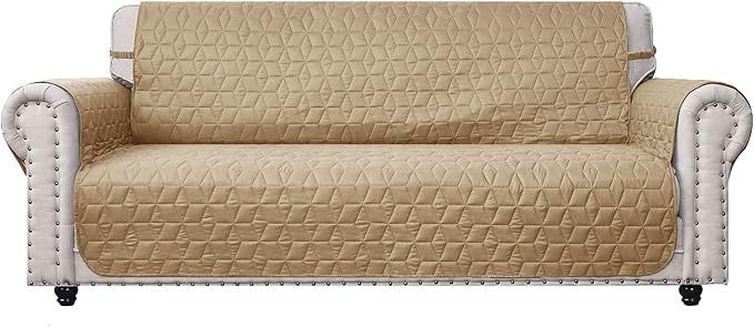 Ameritex Couch Sofa Slipcover 100% Waterproof Nonslip Quilted Furniture Protector Slipcover for Dogs, Children, Pets Sofa Slipcover Machine Washable (Sand, 78'')