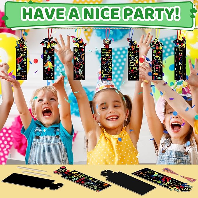 ZMLM Animal Scratch Bookmark for Kids: 70 Pcs 14 Style Magic Scratch Rainbow Bookmarks Making Kit for Girl Boy Party Favor Classroom Activity DIY Scratch Paper Art Craft Bulk for Birthday Christmas