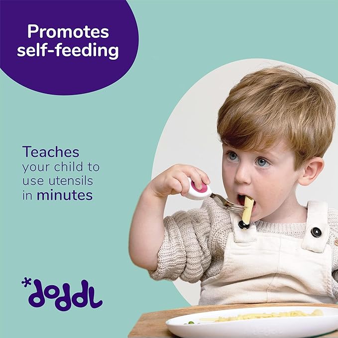 doddl 4 Sets Knife, Fork, and Spoon Set - 12 Pieces - Learn to use Toddler Silverware in Minutes, Toddler Utensils 1 year old & up, Baby Led Weaning Supplies