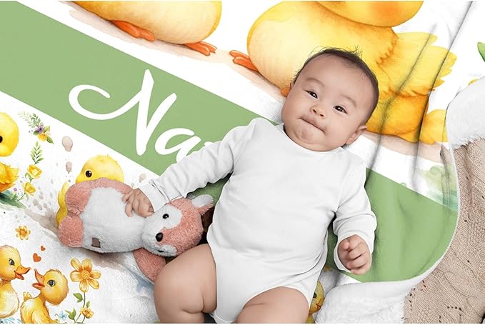 Aparajita Custom Name Yellow Ducks Adult Duck Blanket Kids Funny Blanket Suitable for Bedroom Bed Sofa Crib Couch Chair Outdoor All Season Items That Yellow Duck Lovers Will Love 90”×120 ”for Family