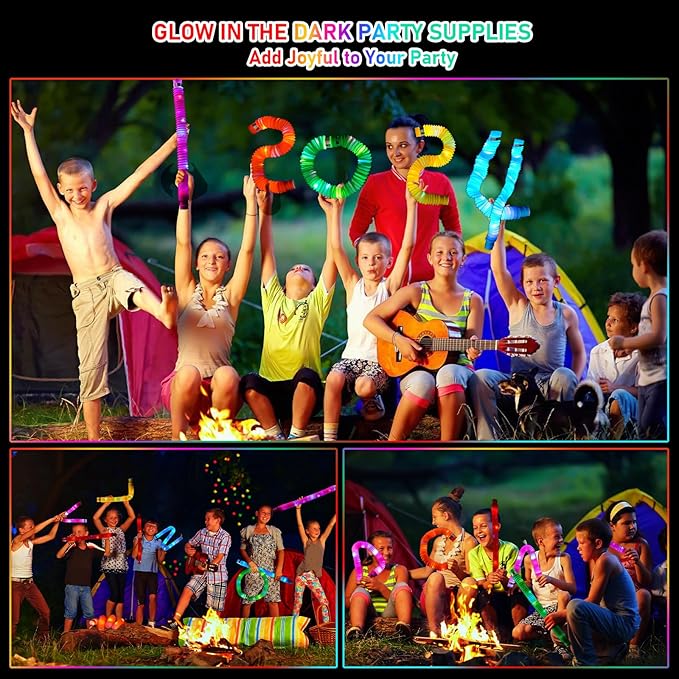 SCIONE 6 PCS Light up Party Favors Supplies for Kids 4-8-12, Bulk Glow Sticks Bracelet Necklace Accessories for Neon Birthday Return Gifts Treats, Valentines Goodie Bag Stuffer Fillers