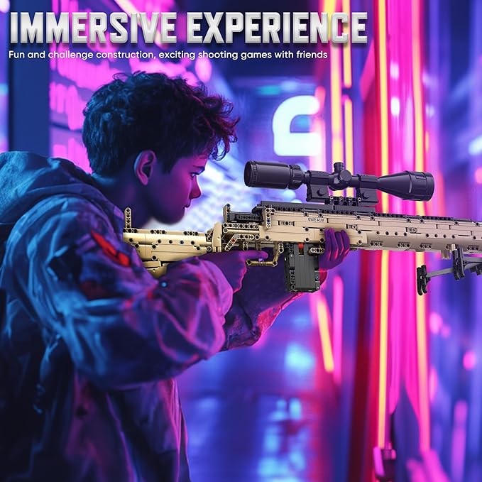 Building Block Gun Model Toys for Adults, 1388 Pcs 1:1 M24 Building Set Guns Model Toys for Adults Boys Teens Age 12+, Christmas and Birthday for Military Enthusiasts