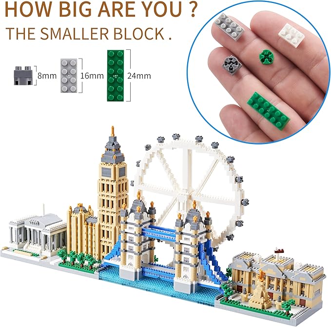 Building Micro Mini Blocks Architecture Skylines Collection Set for Adults London Bridge Mini Bricks for Kids (3430 Pieces)