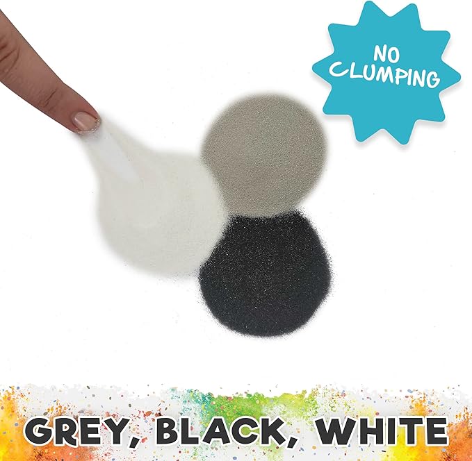 CuteyCo Crafty Sand Pack - 3 Colors: 3 lbs of Vibrant Craft Sand & Play Sand: Black, Gray, and White