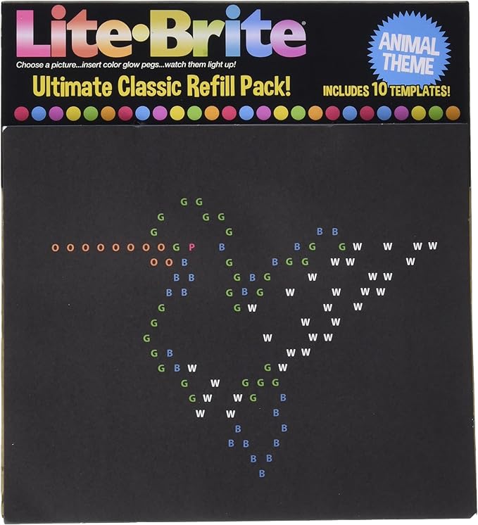 Lite Brite Ultimate Classic Refill Pack - Animal Theme - 10 Reusable Templates - Amazon Exclusive