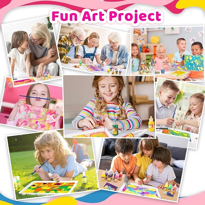 Water Marbling Paint for Kids, Art Supplies for Kids,Arts and Crafts for Girls Boys Ages 8-12 6-8 3-5, Birthday Gifts Toys for Girls 3+ Years Old