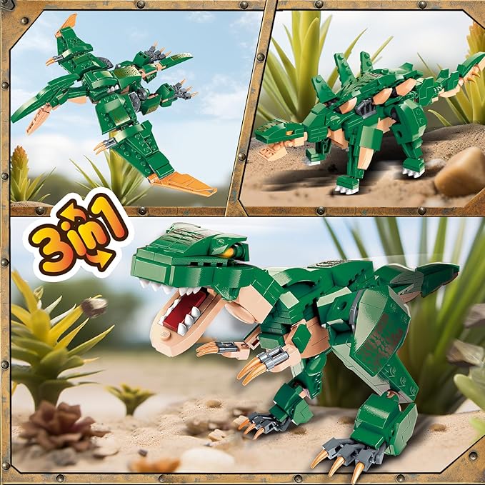STEM 3 in1 Dinosaurs Building Blocks Toys for Kids Age 6-10 Year Old, Compatible with Lego, Educational Building Sets Best Gifts for Boy 6-10 (287PCS)