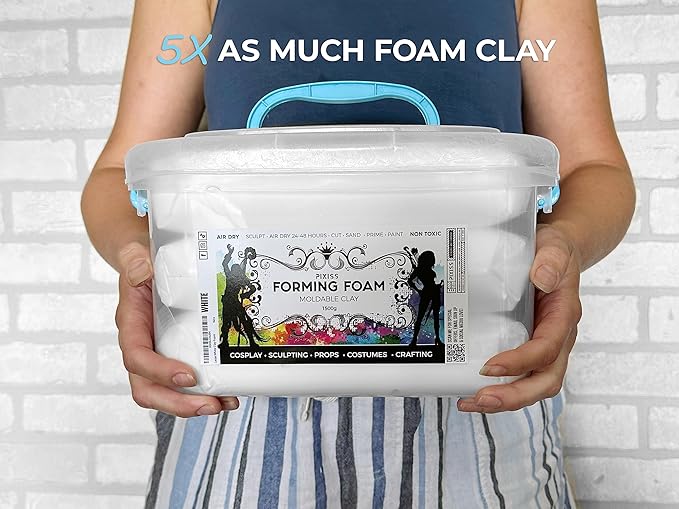 Pixiss Beige Modeling Foam Clay - Premium Beige Foam Air Dry Clay Cosplay Foam for Costumes, 1500 Gram Sculpting Clay for Crafts - Flexible Air Drying Clay Foam (Beige)