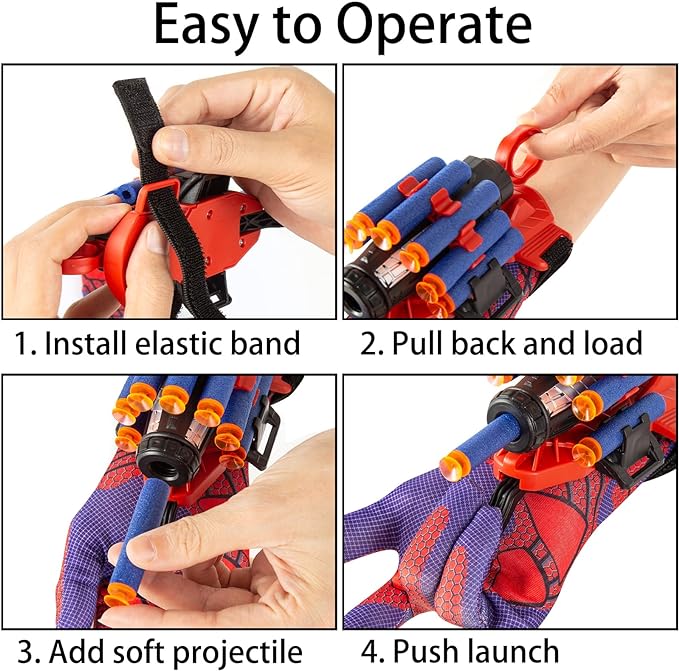 Spider Gloves Man Web Shooter Toy with Wrist, Spider Launcher Gloves Cosplay Toy Set for Kids