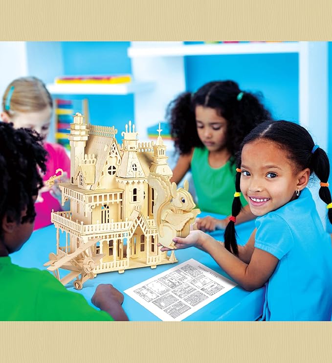 Puzzled Wooden Airplane Model Kits - Water Plane, Spirit of St. Louis, Nieuport 17 & Tri-Plane 3D Wooden Puzzles Set, Educational Adults & Kids Toys DIY Airplane Kit Assembly Planes to Build - 4 Pack