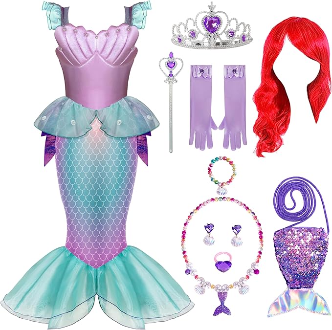 Spooktacular Creations Halloween Mermaid Costume for Girls, Little Mermaid Dress, Princess Dress Up for Girls 4-6 for DressUp