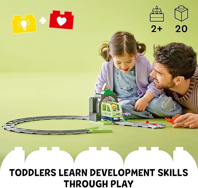LEGO DUPLO Town Train Tunnel and Tracks Expansion Set - 10 Extra Pieces of Train Tracks - Preschool and Toddler Train Set, Ages 2+ - Building Toy for Boys and Girls - 10425