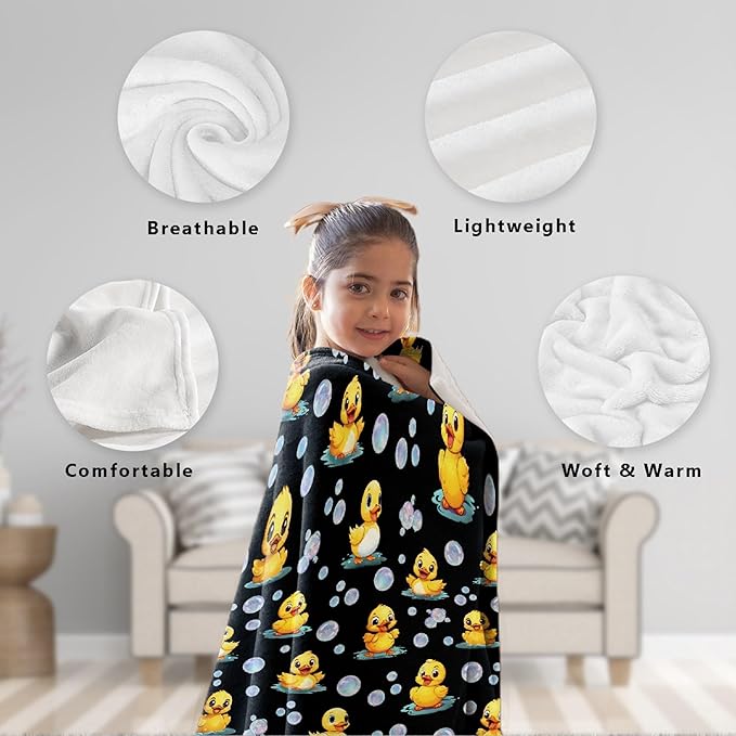Aparajita Ducks Blanket Adult Duck Blanket Kids Funny Blanket Suitable for Living Room Bedroom Bed Sofa Crib Couch Chair Outdoor All Season Items That Yellow Duck Lovers Will Love 50"x40"for Kid