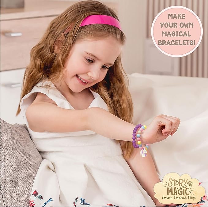 Story Magic Wooden ABC Beads by Horizon Group USA, Premium Wood Jewelry Making Kit, Makes 10+ Pieces of Jewelry, Over 350 Wooden Beads & Charms