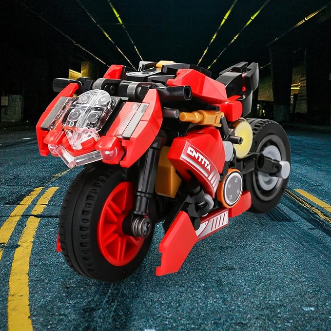 Motorcycle Building Block Set,Model Gift, 88010 Collectible Motorcycle Display Models for Boys and Children Aged 6 and Above 315PCS Red